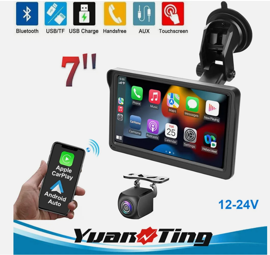 7inch Touch Screen Truck Car Portable Wireless Apple CarPlay Android Auto Radio